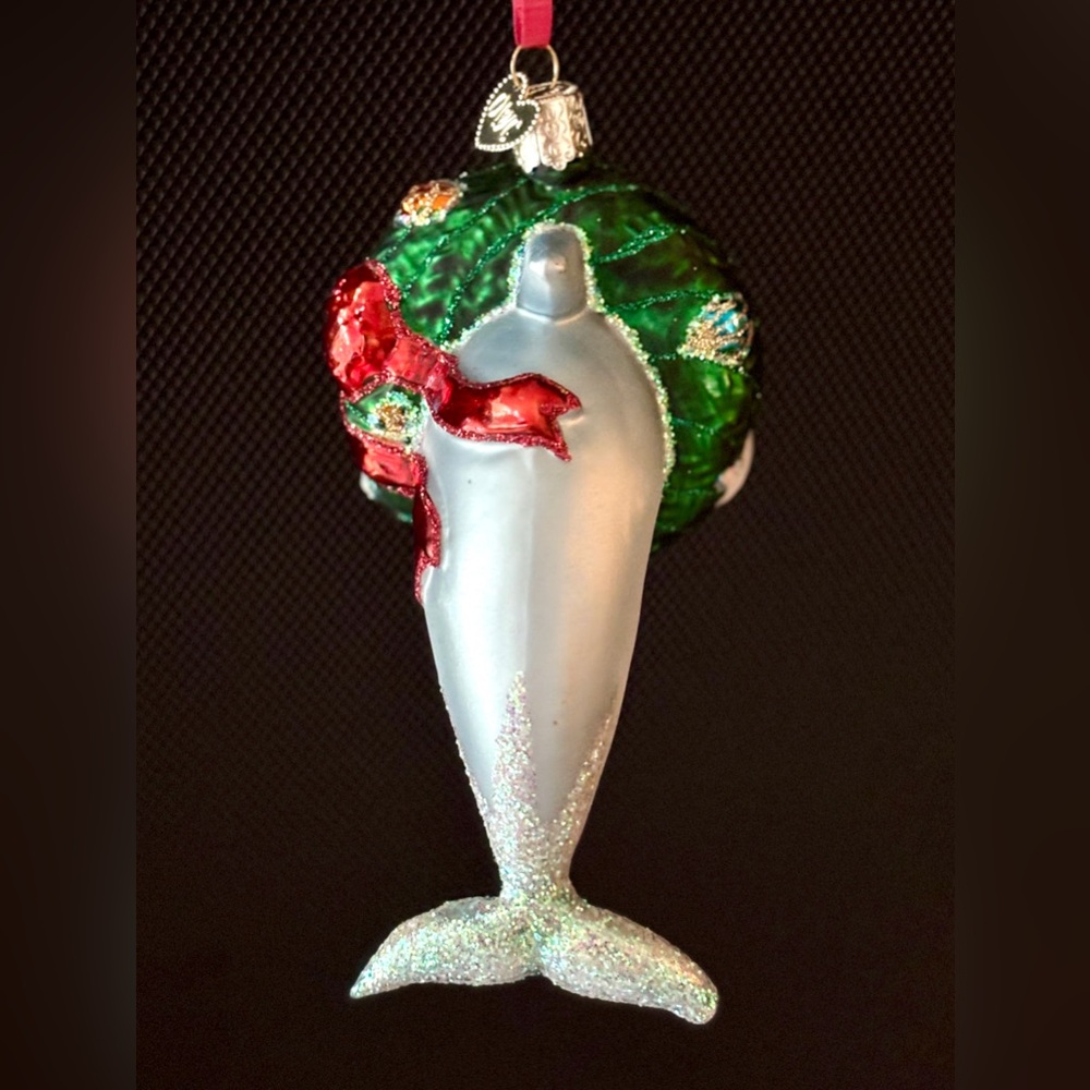Christmas Dolphin Ornament by Old World Christmas. Blown Glass. Retired - Picture 4 of 5